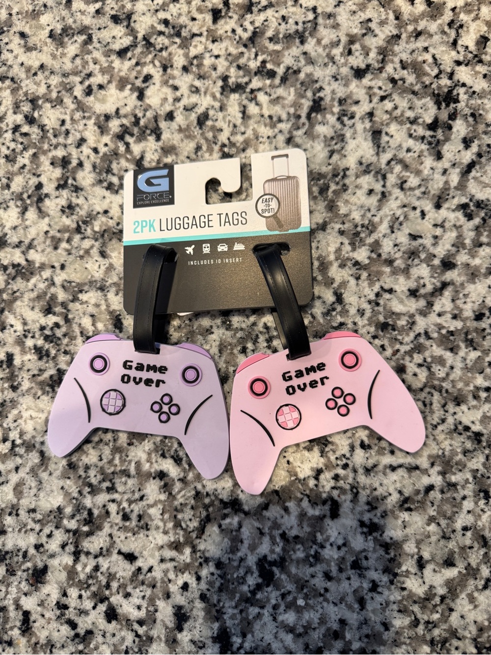 G/FORCE Game Over Controller Luggage Tags in Lavender and Pink